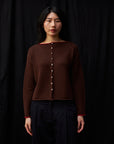 Trimmed Doll's Cardigan - Chestnut & Cherry