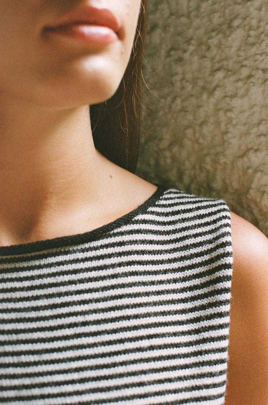 Striped Star Vest - Black and Creme