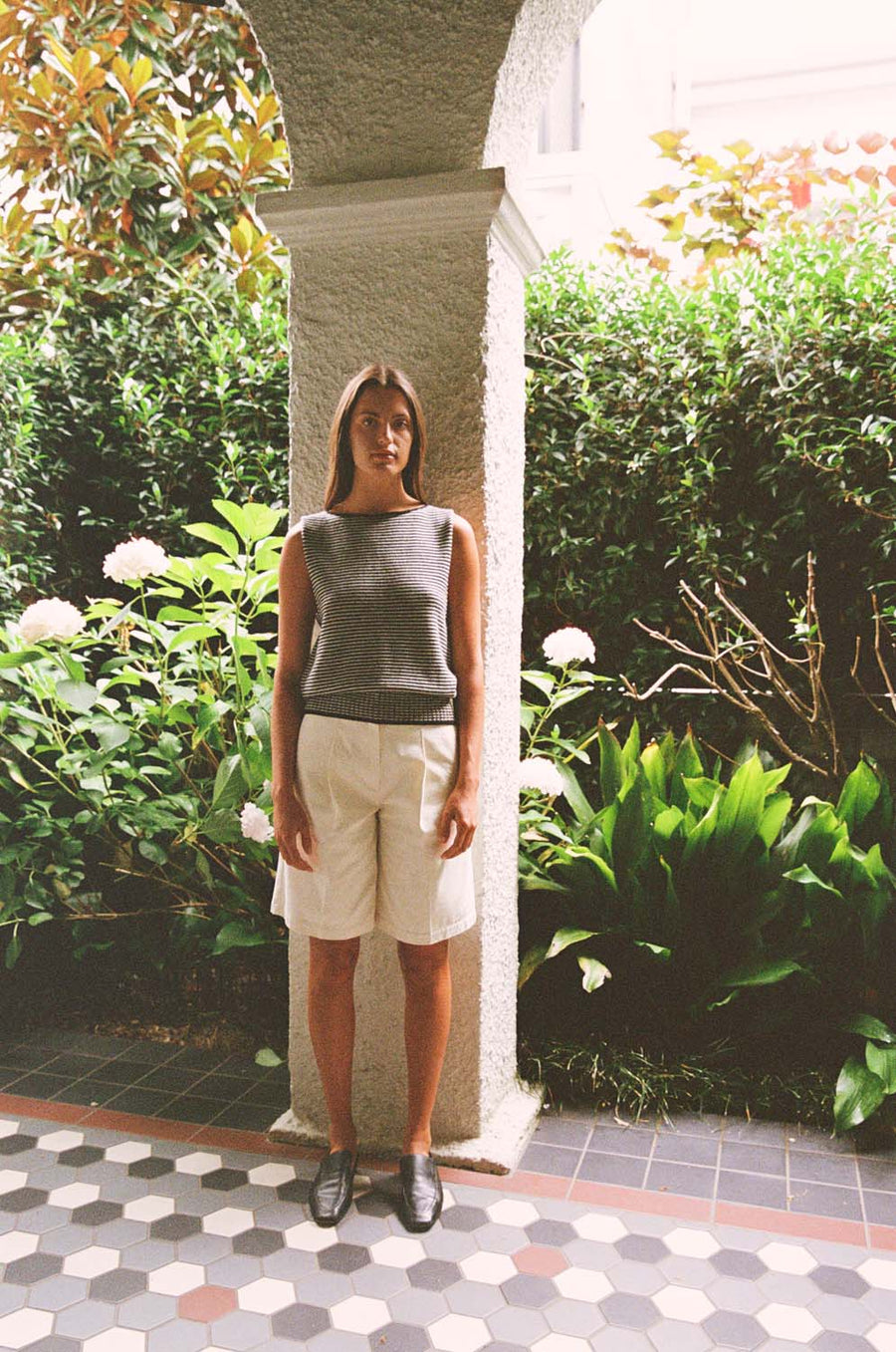 Striped Star Vest - Black and Creme