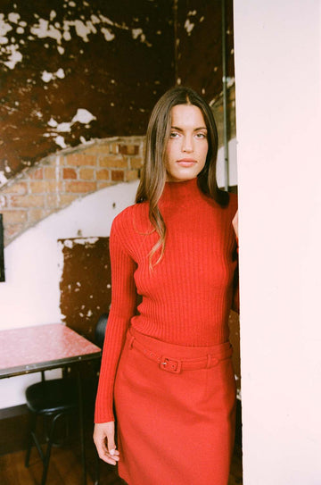 Heart Turtle Neck - Cherry