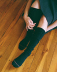 Tip Toe Knee High Sock - Black / Chestnut Trim