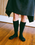 Tip Toe Knee High Sock - Black / Chestnut Trim