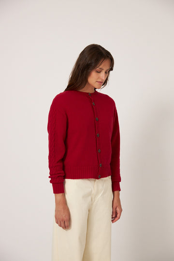 Kindred Cable Cardigan - Cherry