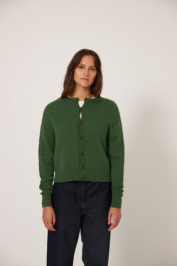 Kindred Cable Cardigan - Herb Green