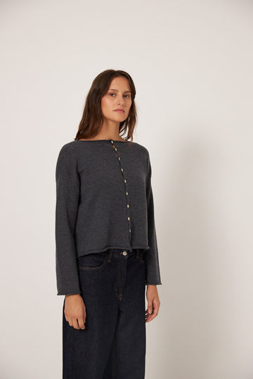 Doll's Reversible Cardigan - Shadow Grey