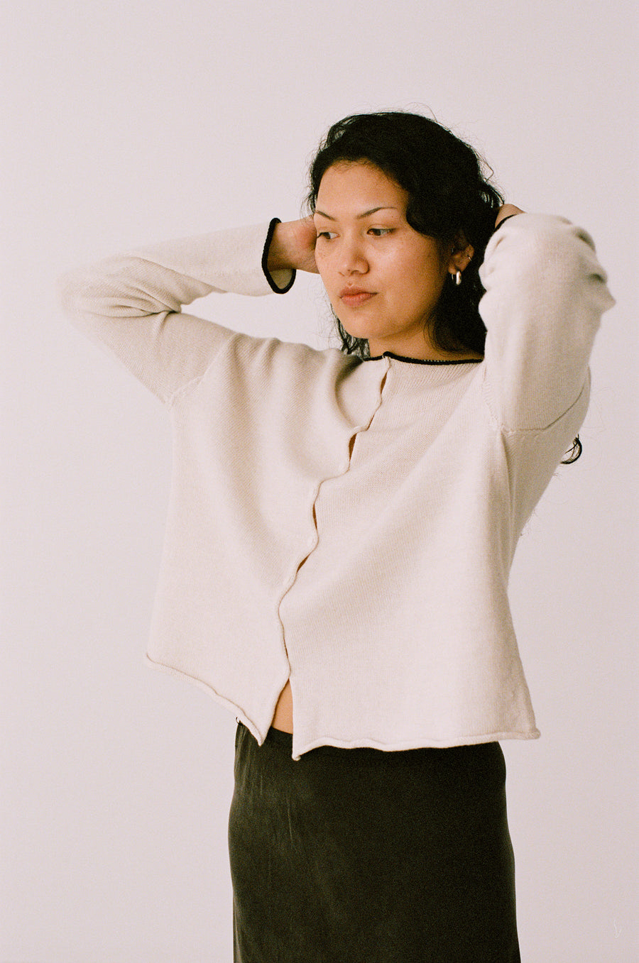 Trimmed Doll's Reversible Cardigan - Ivory & Black