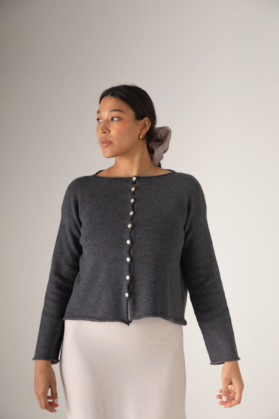 Doll's Reversible Cardigan - Shadow Grey