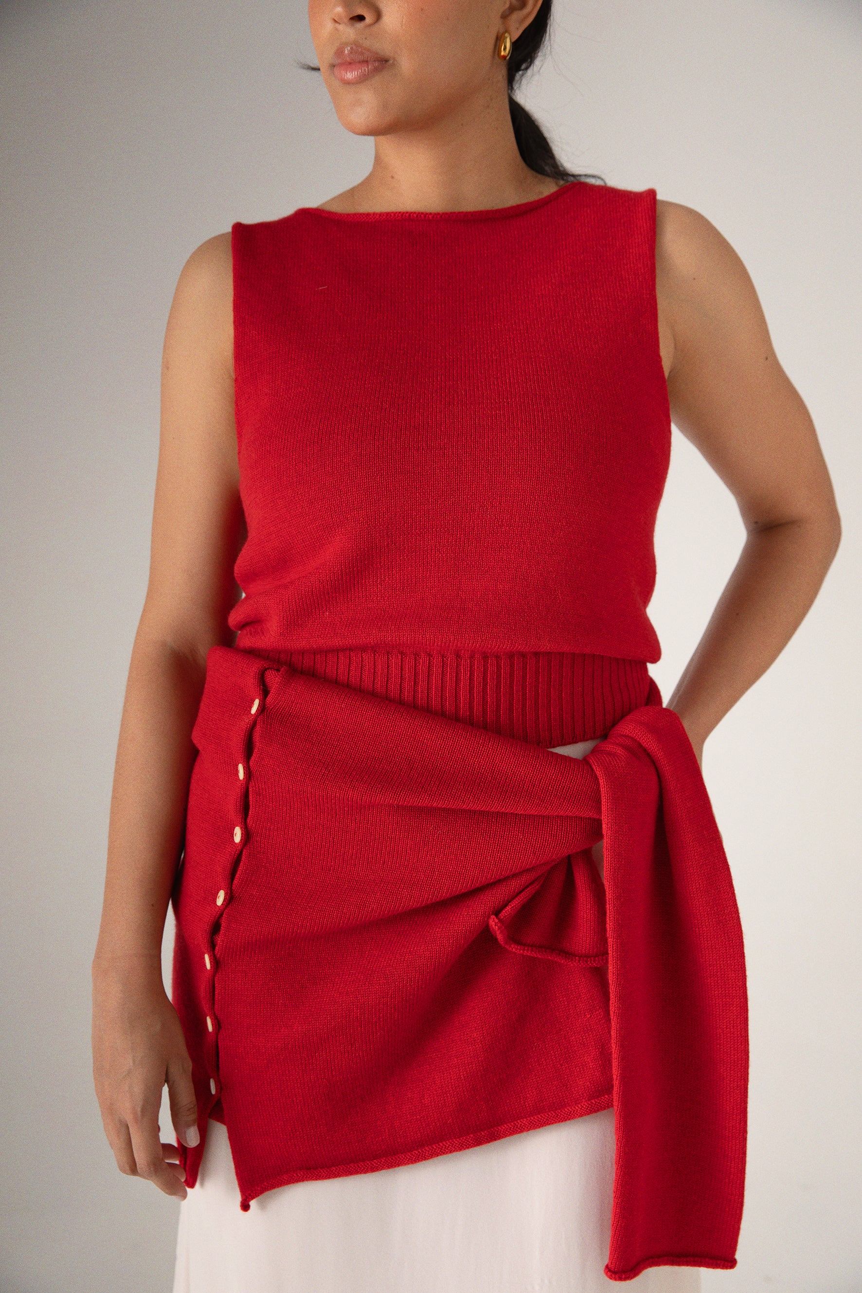 Francie Merino Star Vest - Cherry | Knitwear Done Differently at ...