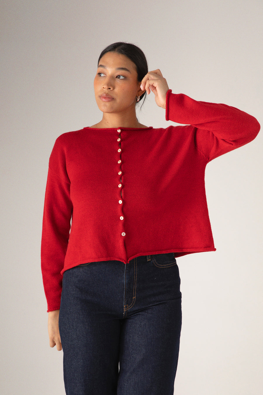 Doll's Reversible Cardigan - Cherry