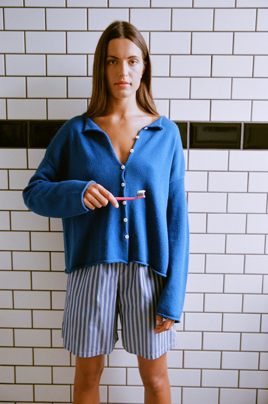 Doll's Reversible Cardigan - Azure