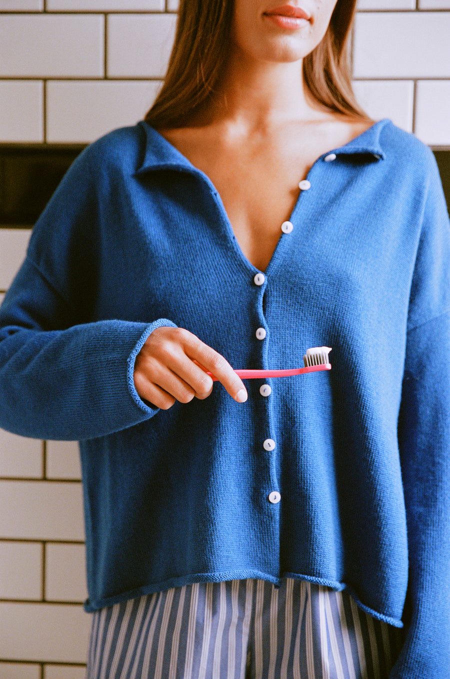Doll's Reversible Cardigan - Azure