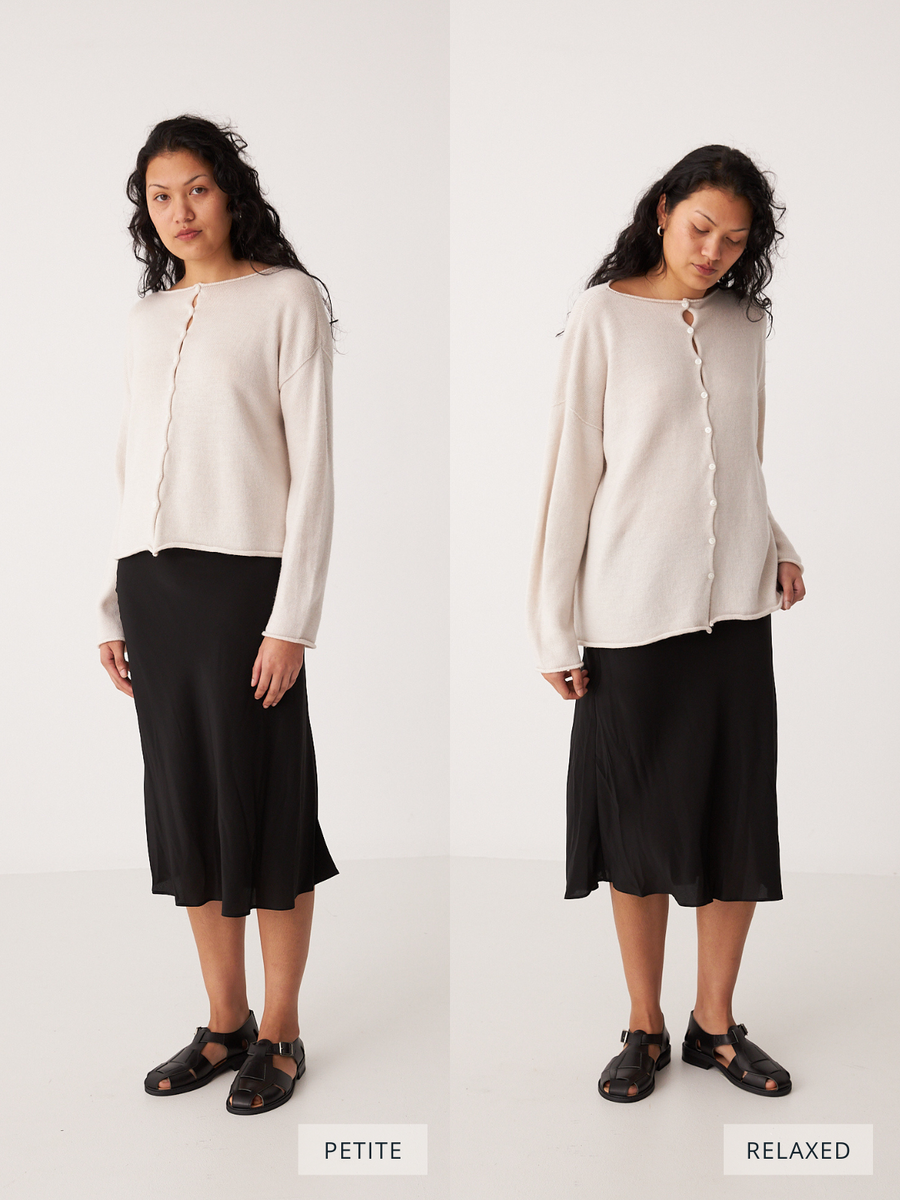 Trimmed Doll's Reversible Cardigan - Ivory & Black