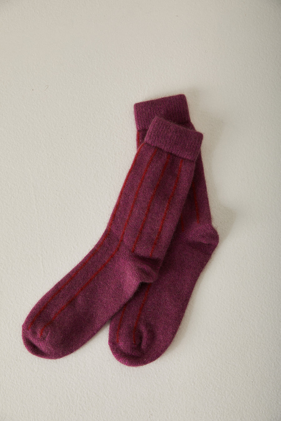 Possum Merino Socks Striped - Orchid & Crimson