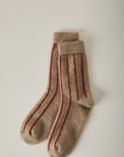 Possum Merino Socks Striped - Natural & Poppy